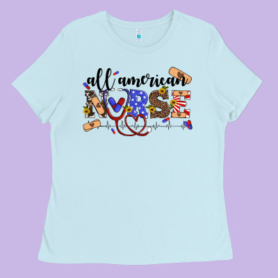 All American Nurse Ladies Tee Designed By Artiststas
