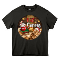 Asphalt Hot Cocoa With Cat Heavy Core Tee - FaDigitalArtStudio