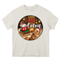 Cream Hot Cocoa With Cat Heavy Core Tee - FaDigitalArtStudio