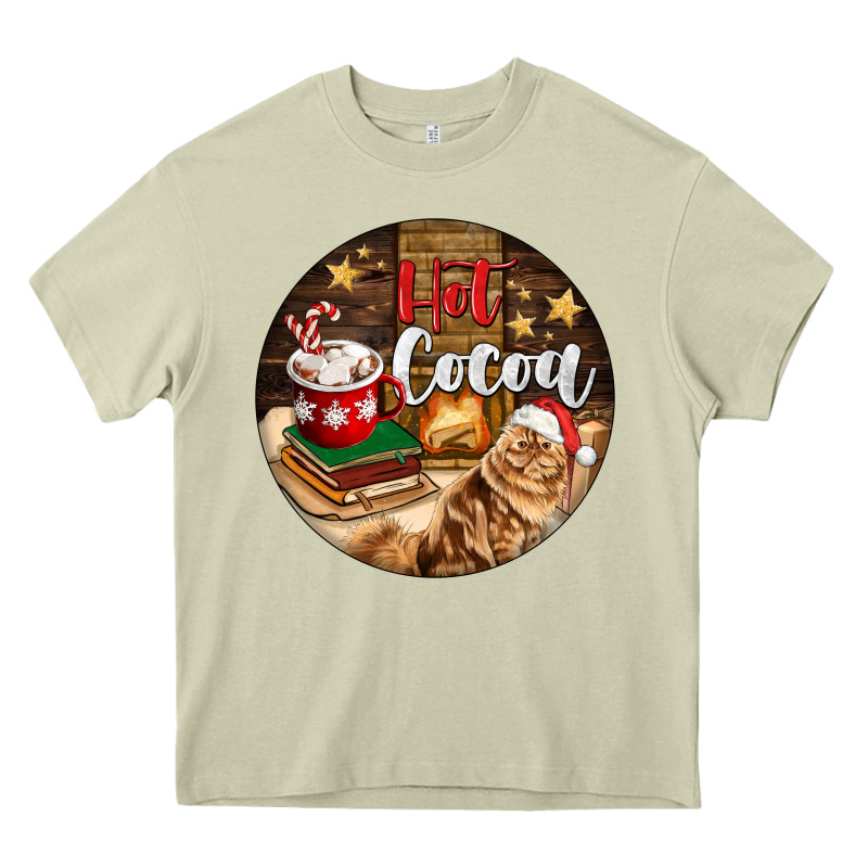 Hot Cocoa With Cat Heavy Core Tee by FaDigitalArtStudio | Teevron