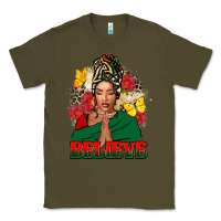 Army Green believe black woman Classic Tee - FaDigitalArtStudio