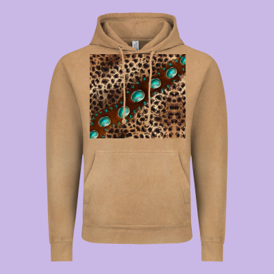 Leopard Gemstone Leather Vintage Hoodie Designed By Barkaloodesign