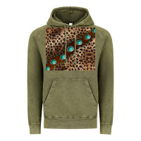 Vintage Olive leopard gemstone leather Vintage Hoodie - BarkalooDesign