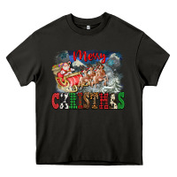 Asphalt Merry Christmas Santa Sleigh Heavy Core Tee - FaDigitalArtStudio