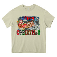 Mossy Merry Christmas Santa Sleigh Heavy Core Tee - FaDigitalArtStudio