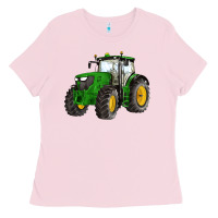 Bubblegum Pink western farm tractor Ladies Tee - Artiststas