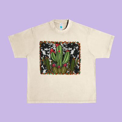 Aztec Cowhide Cacti Urban Heavy Tee Designed By Ranaportraitstore