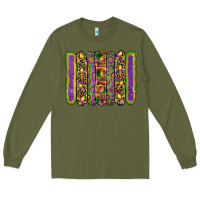 Army Green mardi gras fleur de lis mask leopard glitter  brushstrokes Long Sleeve Tee - Artiststas