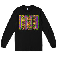Black mardi gras fleur de lis mask leopard glitter  brushstrokes Long Sleeve Tee - Artiststas