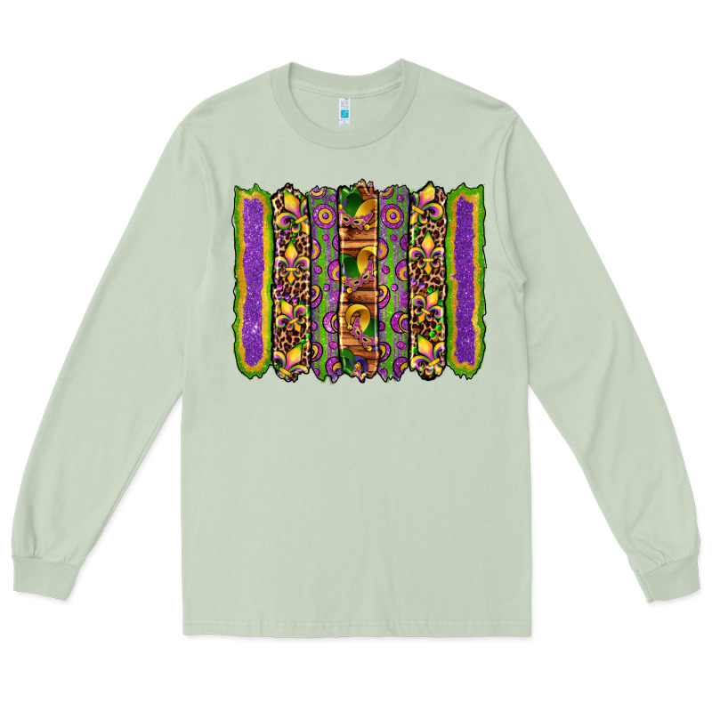 Mardi Gras Fleur De Lis Mask Leopard Glitter  Brushstrokes Long Sleeve Tee by Artiststas | Teevron