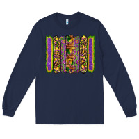 Navy mardi gras fleur de lis mask leopard glitter  brushstrokes Long Sleeve Tee - Artiststas