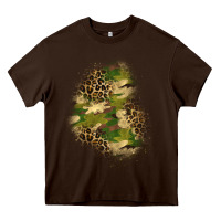 Chocolate Brown camouflage and leopard patch  1 Heavy Core Tee - BundleAndBundleShop