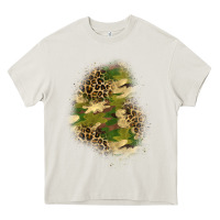 Cream camouflage and leopard patch  1 Heavy Core Tee - BundleAndBundleShop