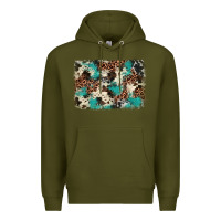 Army Green turquoise glitter cowhide background Premium Hoodie - BarkalooDesign