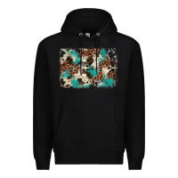 Black turquoise glitter cowhide background Premium Hoodie - BarkalooDesign