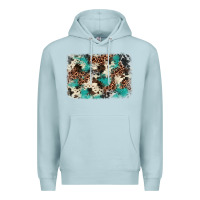 Blue Mist turquoise glitter cowhide background Premium Hoodie - BarkalooDesign