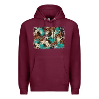 Burgundy turquoise glitter cowhide background Premium Hoodie - BarkalooDesign