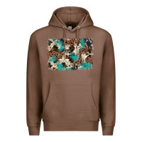 Chestnut turquoise glitter cowhide background Premium Hoodie - BarkalooDesign