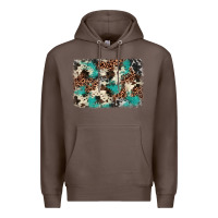 Coffee turquoise glitter cowhide background Premium Hoodie - BarkalooDesign