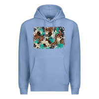 Colony Blue turquoise glitter cowhide background Premium Hoodie - BarkalooDesign