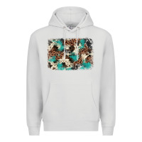 Dove Grey turquoise glitter cowhide background Premium Hoodie - BarkalooDesign