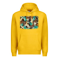 Lemon turquoise glitter cowhide background Premium Hoodie - BarkalooDesign