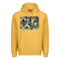 Mustard turquoise glitter cowhide background Premium Hoodie - BarkalooDesign