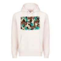 Pale Pink turquoise glitter cowhide background Premium Hoodie - BarkalooDesign