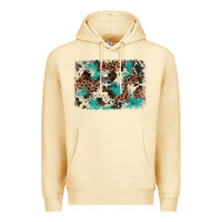 Pina Colada turquoise glitter cowhide background Premium Hoodie - BarkalooDesign