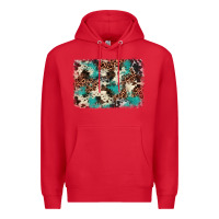Red turquoise glitter cowhide background Premium Hoodie - BarkalooDesign