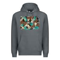 Rock turquoise glitter cowhide background Premium Hoodie - BarkalooDesign