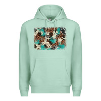 Seafoam turquoise glitter cowhide background Premium Hoodie - BarkalooDesign