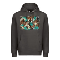 Smoke turquoise glitter cowhide background Premium Hoodie - BarkalooDesign