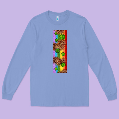 St. Patrick's Day Western Shamrock Leopard Rainbow Long Sleeve Tee Designed By Artiststas