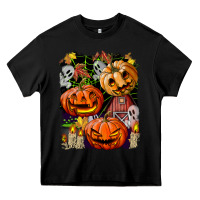 Black Halloween Pumpkins Heavy Core Tee - BundleAndBundleShop