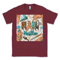 Burgundy hail hustler and nail art hands with glitter polish seamless pattern b Classic Tee - BundleAndBundleShop