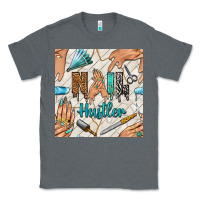 Charcoal Heather hail hustler and nail art hands with glitter polish seamless pattern b Classic Tee - BundleAndBundleShop