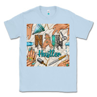 Dusty Blue hail hustler and nail art hands with glitter polish seamless pattern b Classic Tee - BundleAndBundleShop