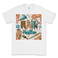 White hail hustler and nail art hands with glitter polish seamless pattern b Classic Tee - BundleAndBundleShop