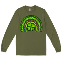 Army Green St. Patrick's Day Shamrock Rainbow Long Sleeve Tee - Artiststas