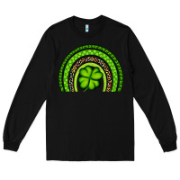 Black St. Patrick's Day Shamrock Rainbow Long Sleeve Tee - Artiststas