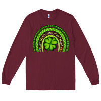 Burgundy St. Patrick's Day Shamrock Rainbow Long Sleeve Tee - Artiststas