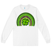 White St. Patrick's Day Shamrock Rainbow Long Sleeve Tee - Artiststas