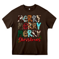Chocolate Brown Merry Christmas Heavy Core Tee - FaDigitalArtStudio
