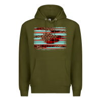 Army Green leopard serape background Premium Hoodie - BarkalooDesign
