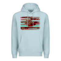 Blue Mist leopard serape background Premium Hoodie - BarkalooDesign