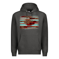 Charcoal Heather leopard serape background Premium Hoodie - BarkalooDesign