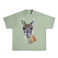 Oil Green Guanaco Llama Head Urban Heavy Tee - LillyAllenDesigns