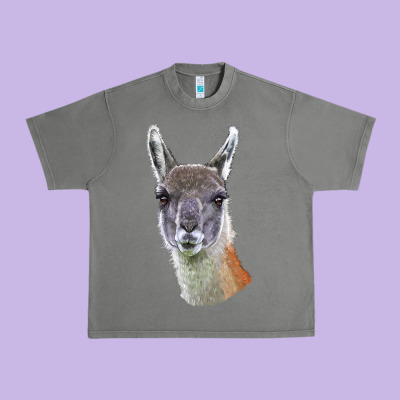 Guanaco Llama Head Urban Heavy Tee Designed By Lillyallendesigns