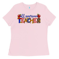 Bubblegum Pink all american teacher Ladies Tee - Artiststas